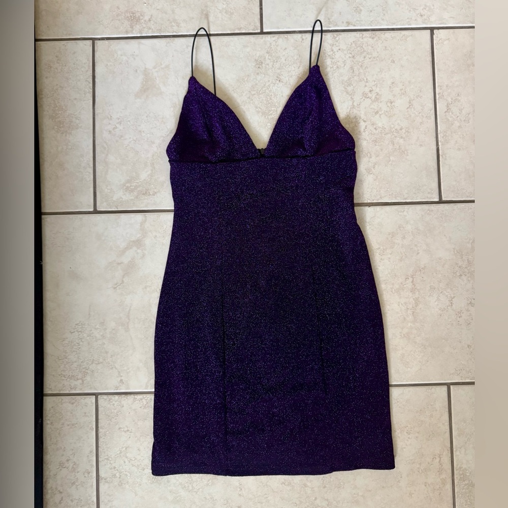 Forever 21 Purple Glitter Mini Dress Spaghetti Strap